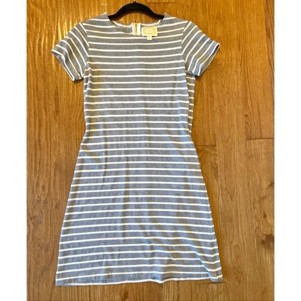 Sail to Sable grey and white striped crewneck shift nautical dress size xs - Picture 10 of 11